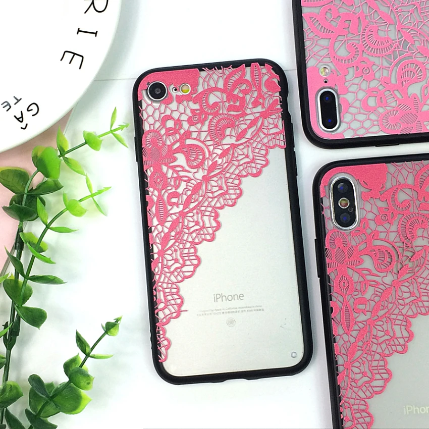 04 Симпатичный чехол для телефона с цветочным рисунком для Apple iPhone 7 8 6 6s 5 5S SE Plus кружевные Жесткие ПК-чехлы задняя крышка для iPhone X XR XS Max - Цвет: 04