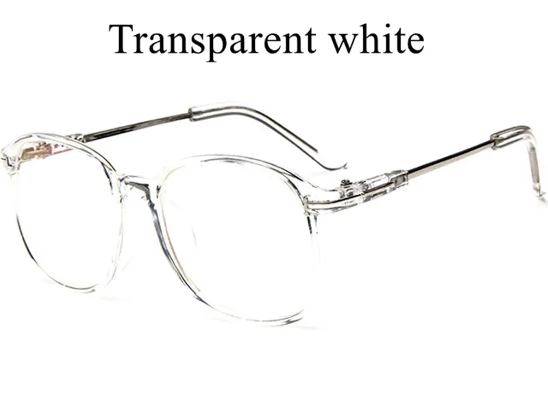 Transparent white Без градусов очки полный кадр Для мужчин и Для женщин Мода ретро большая коробка металлический каркас очки оправы очков компьютер унисекс модели - Цвет оправы: Transparent white