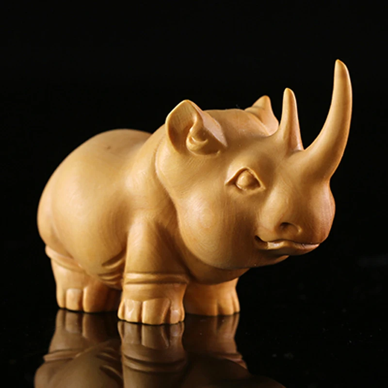 

New Decorative Arts Handmade Carved Poplar Wood rhinoceros