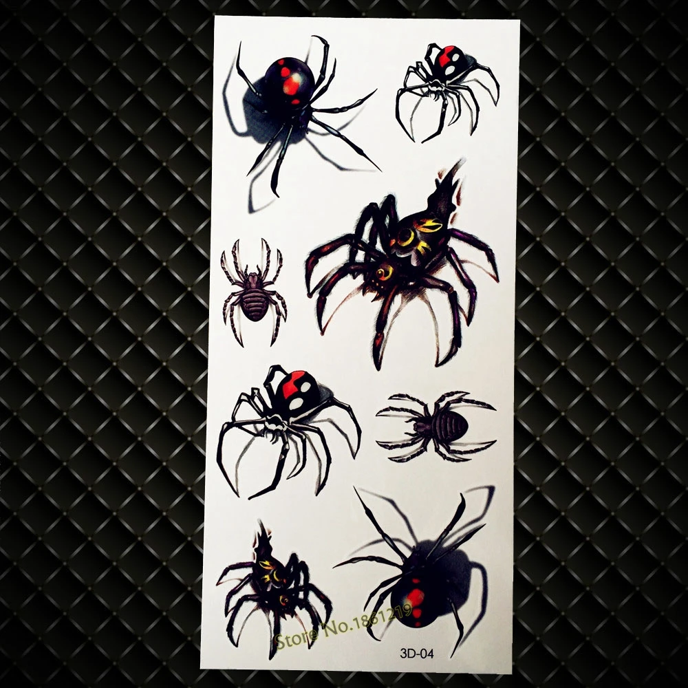 Новинка, сексуальный боди-арт, яркие 3D татуировки для женской шеи, макияж, водостойкая татуировка, паук, дизайн, Временные татуировки, наклейки G3D04