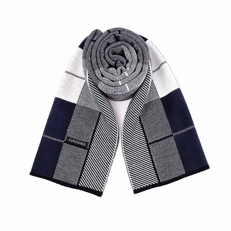 Autumn and Winter Men Scarf Warm Thick Plaid Long Section Collar Young Students Wild