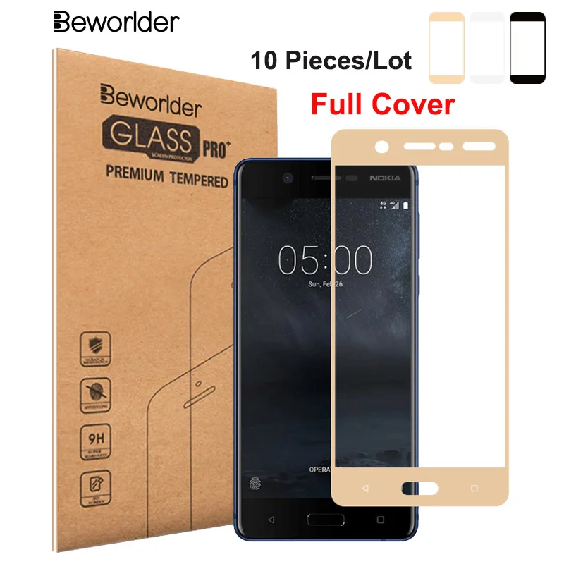 Beworld 10 шт./лот закаленное стекло для Nokia 5 Защита экрана Розничная коробка полное