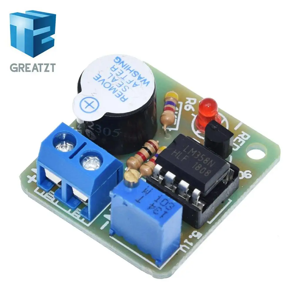 12V LM358 аккумулятор звук светильник Сигнализация доска зуммер предупреждения над