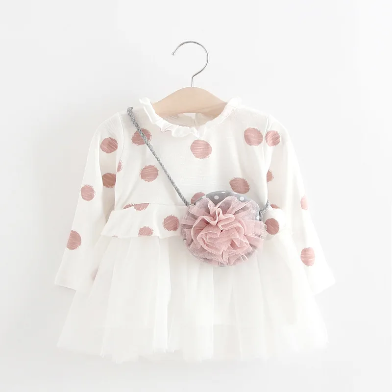 Новая коллекция весна осень С Длинным Рукавом платье девушки dot печати Дизайн