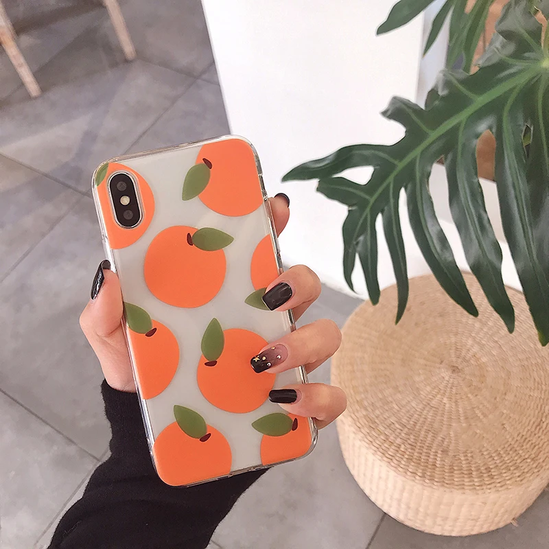 Чехол для iphone XS Max X XR 6 6S 7 8 Plus с изображением фруктов оранжевого цвета Модный