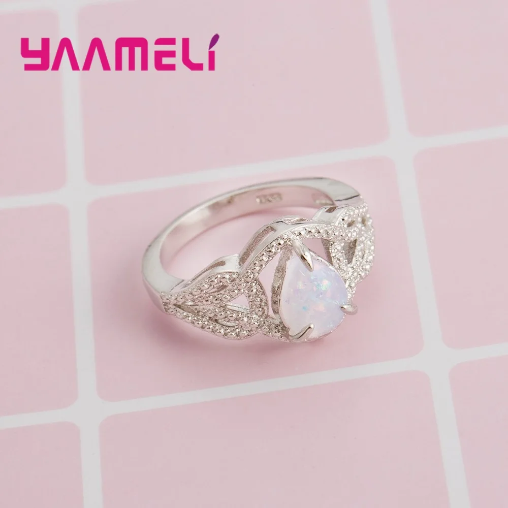 Женские свадебные кольца с опалом в стиле ретро Вечные из серебра кремовые белые