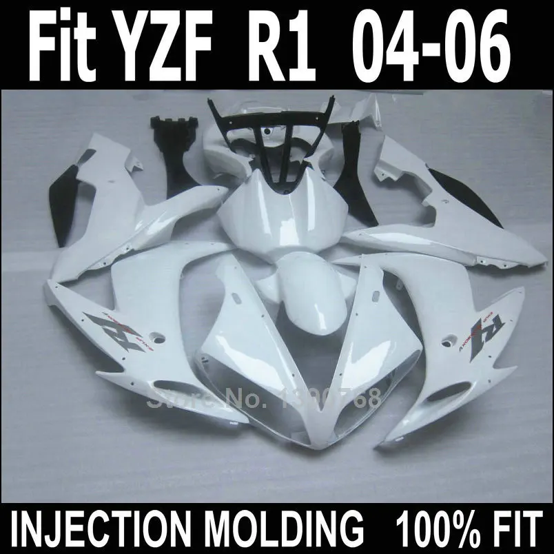 

Injection molding fairings for Yamaha YZF R1 04 05 06 white black motorcycle fairing kit YZFR1 2004 2005 2006 LV37