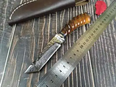 

Дамасская сталь портативный тактический армейский нож для выживания высокопрочный прямой охотничий нож необходимый инструмент для самооб...