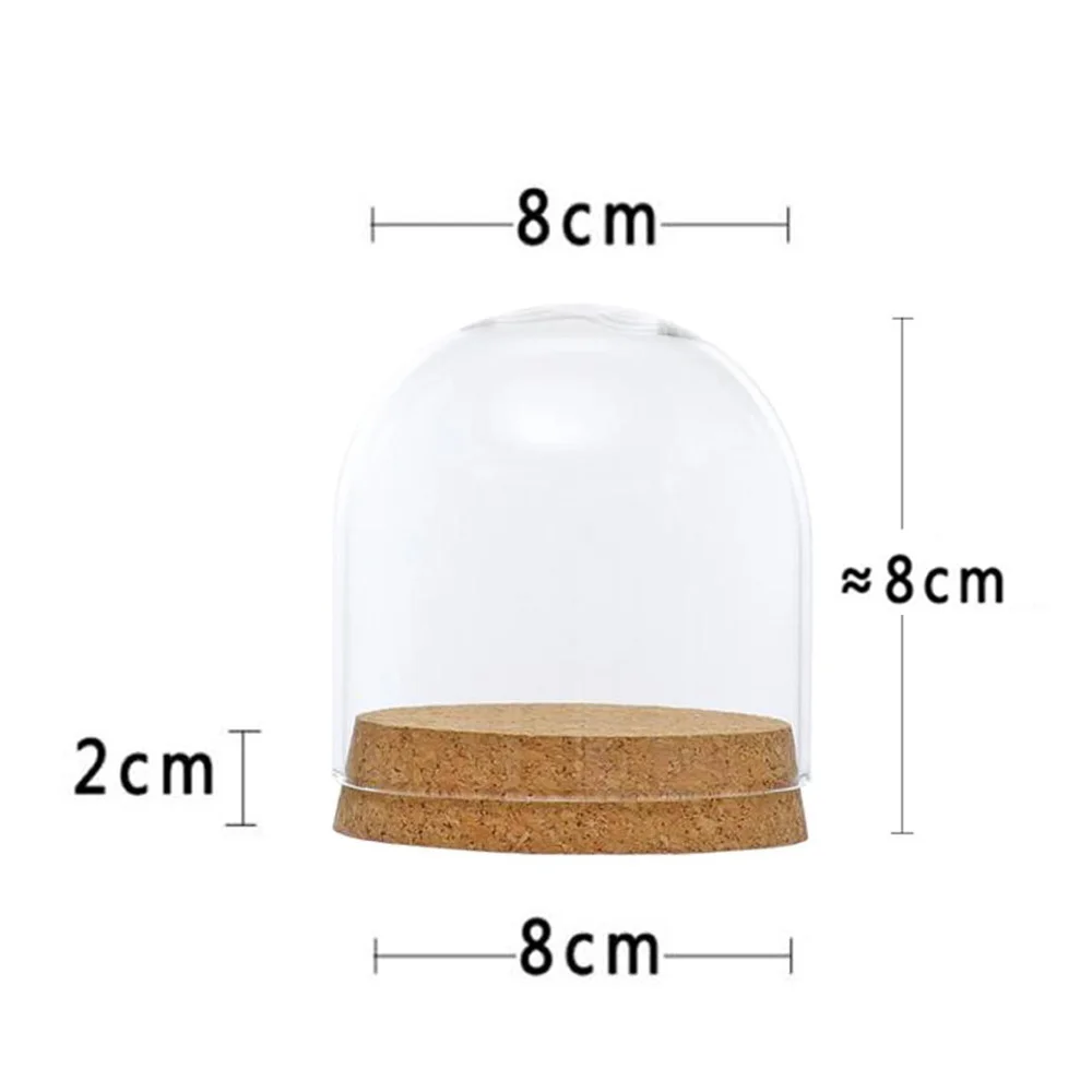 8x8cm Горячий купол растительный стеклянный чехол для цветов суккулент с деревянной пробкой аксессуары ваза Настольный Декор DIY товары для домашнего сада - Цвет: 8x8cm
