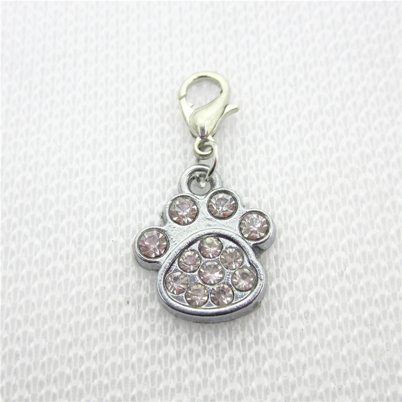 20 шт./лот хрустальные подвески в виде собачьей лапы с застежкой-лобстером для