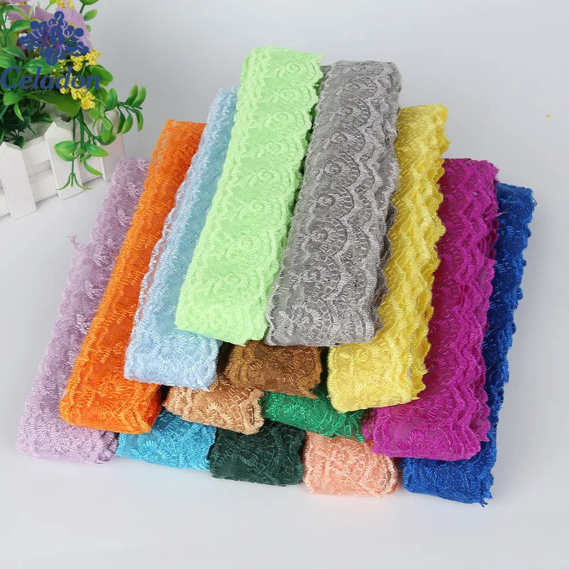 Отделка шириной 40 мм 10 ярдов/Лот кружевная вышитая сетчатая отделка для шитья