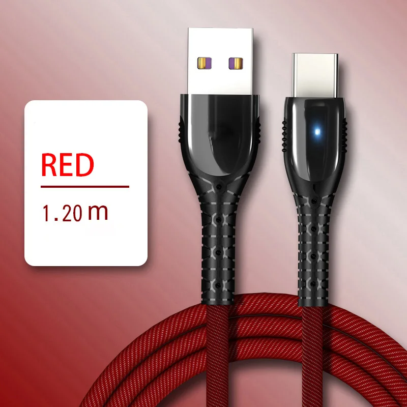 Кабель USB C type c 5A SuperCharge QC 3,0 кабель для быстрой зарядки для samsung S9 S10 huawei P20 P30 Pro Xiaomi 9 type c кабель - Цвет: Красный