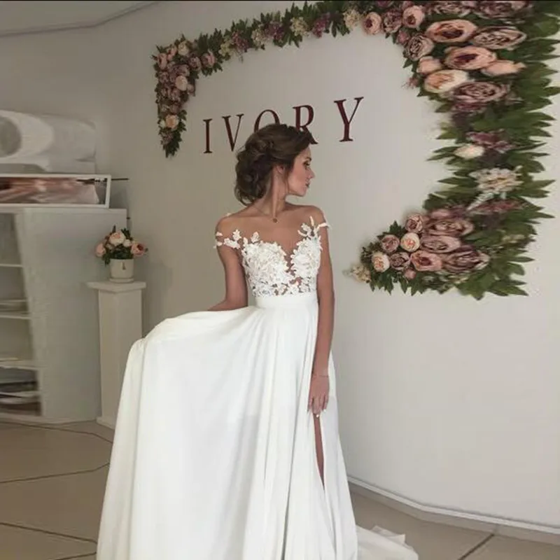 Женское свадебное платье It's yiiya белое кружевное трапециевидной формы на