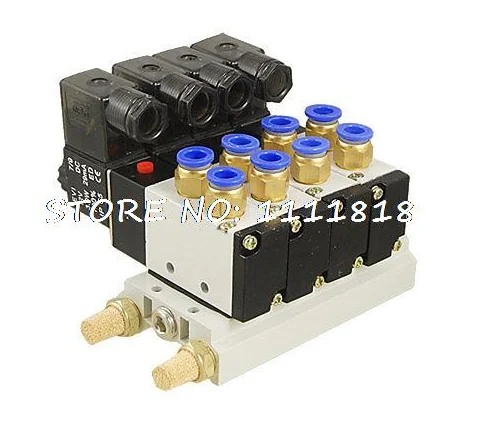 

3 pcs DC 12V 5/16" Quick Fitting 2 Position 4 Solenoid Valve w Base Muffler