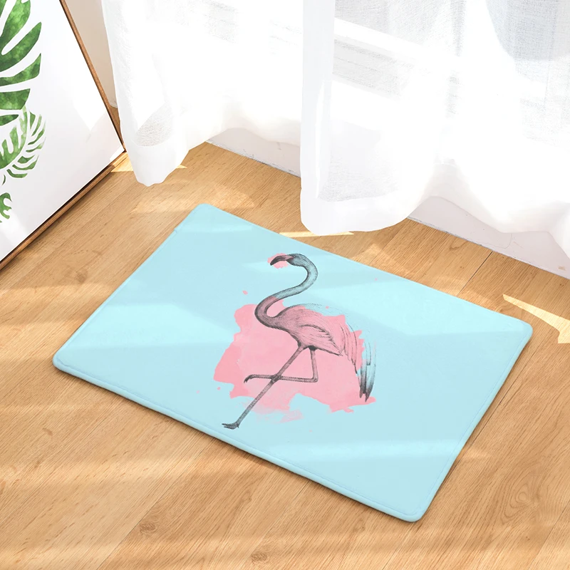Новое поступление коврики для входной двери плотные розовые с принтом фламинго