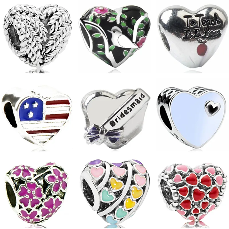 Макси мода эмаль Корона королева голова Любовь Сердце сплав бусины подходят Pandora