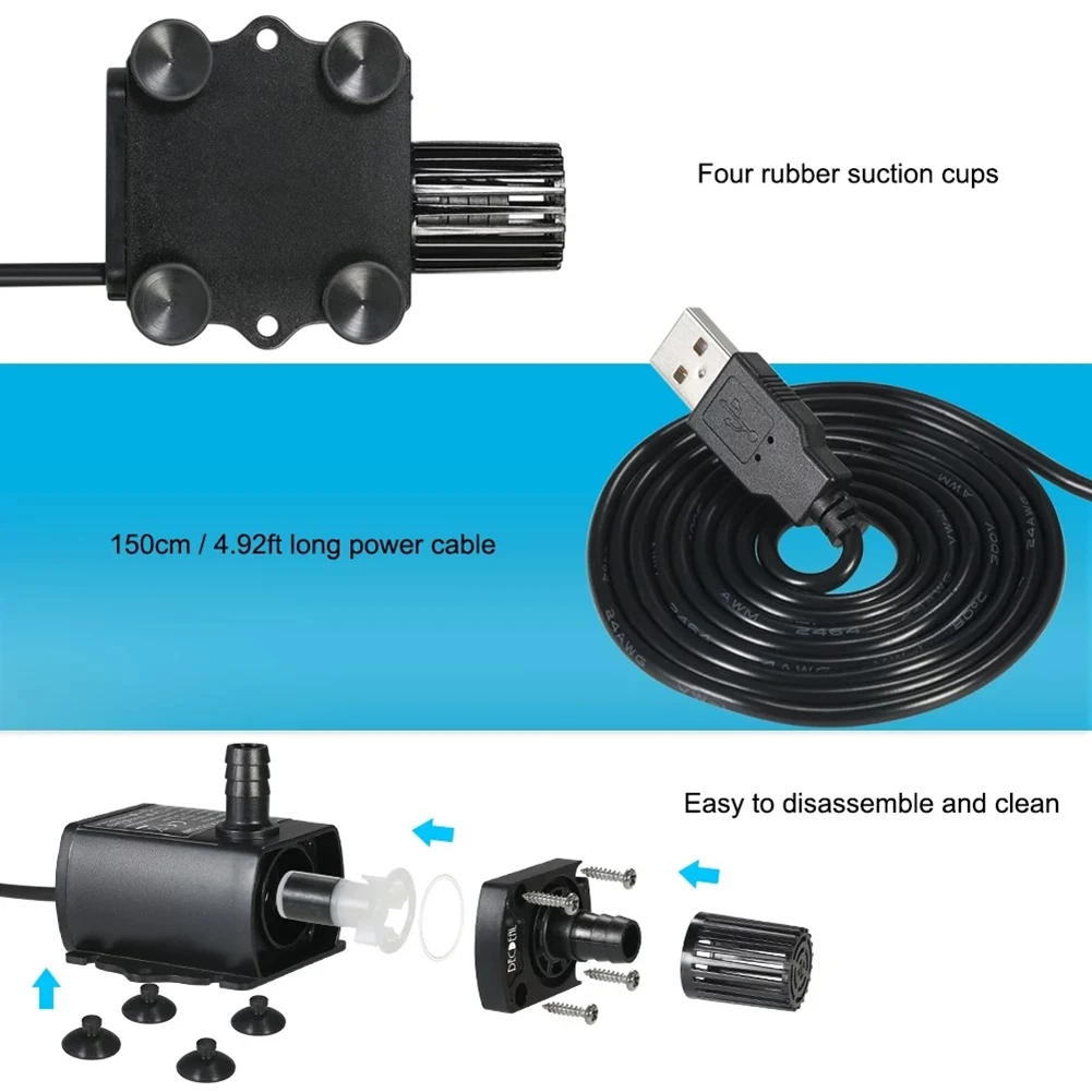 Мини DC5V бесщеточный USB фонтан для аквариума погружной насос холодного водного