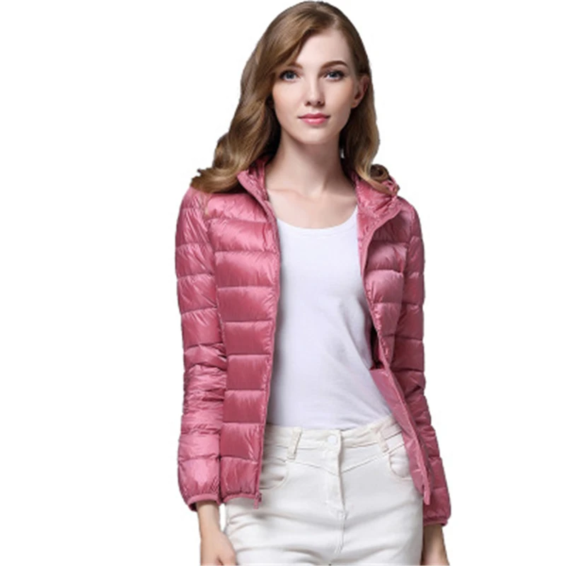 Новые зимние женские Ультра Легкая зимняя куртка-пуховик пуховые куртки с