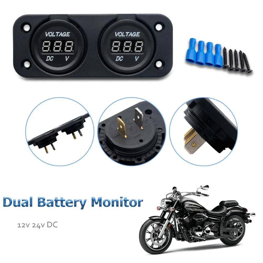 

Dual Battery Monitor Digital Display Charging Car Cigarette lighter Volt Meter LED Car Motorcycle 12v 24v DC