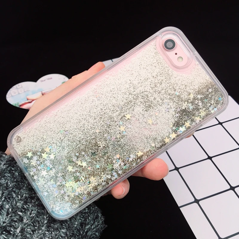 Чехлы для телефонов iphone 6 6s SE женские жидкие блестящие звезды песок девчачье