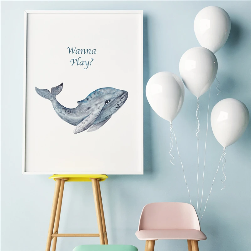Humpback КИТ минималистское полотно с масляной печатью плакат настенная