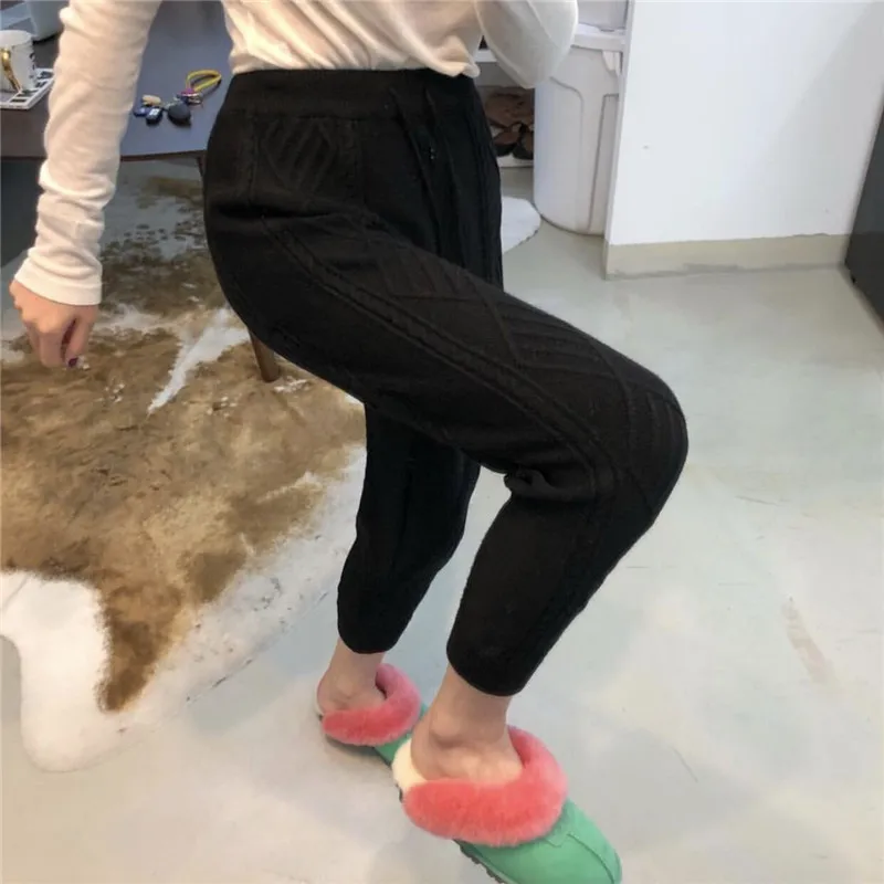 RUGOD casual women pants trousers striped knitted comfortable full length pleated harem pants spring and summer pantalon mujer