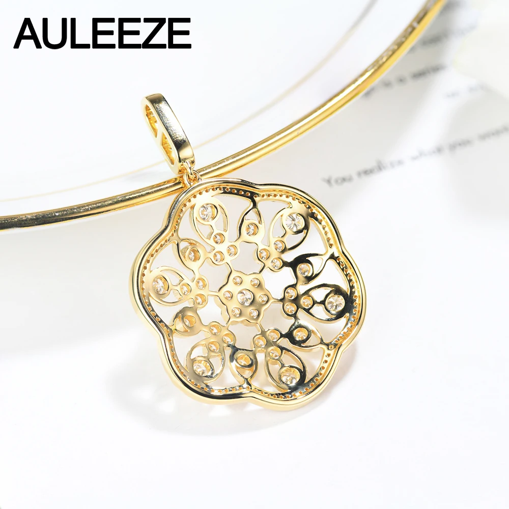 AULEEZE Роскошные Подвески с бриллиантами Moissanite Настоящее 14K желтое золото