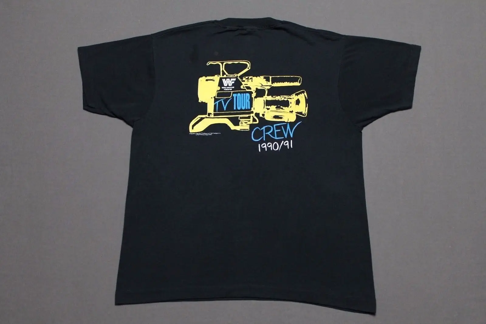 L * thin vtg 1990 борьба WWF tv tour crew screen stars футболка 24 138 крутая Повседневная для мужчин