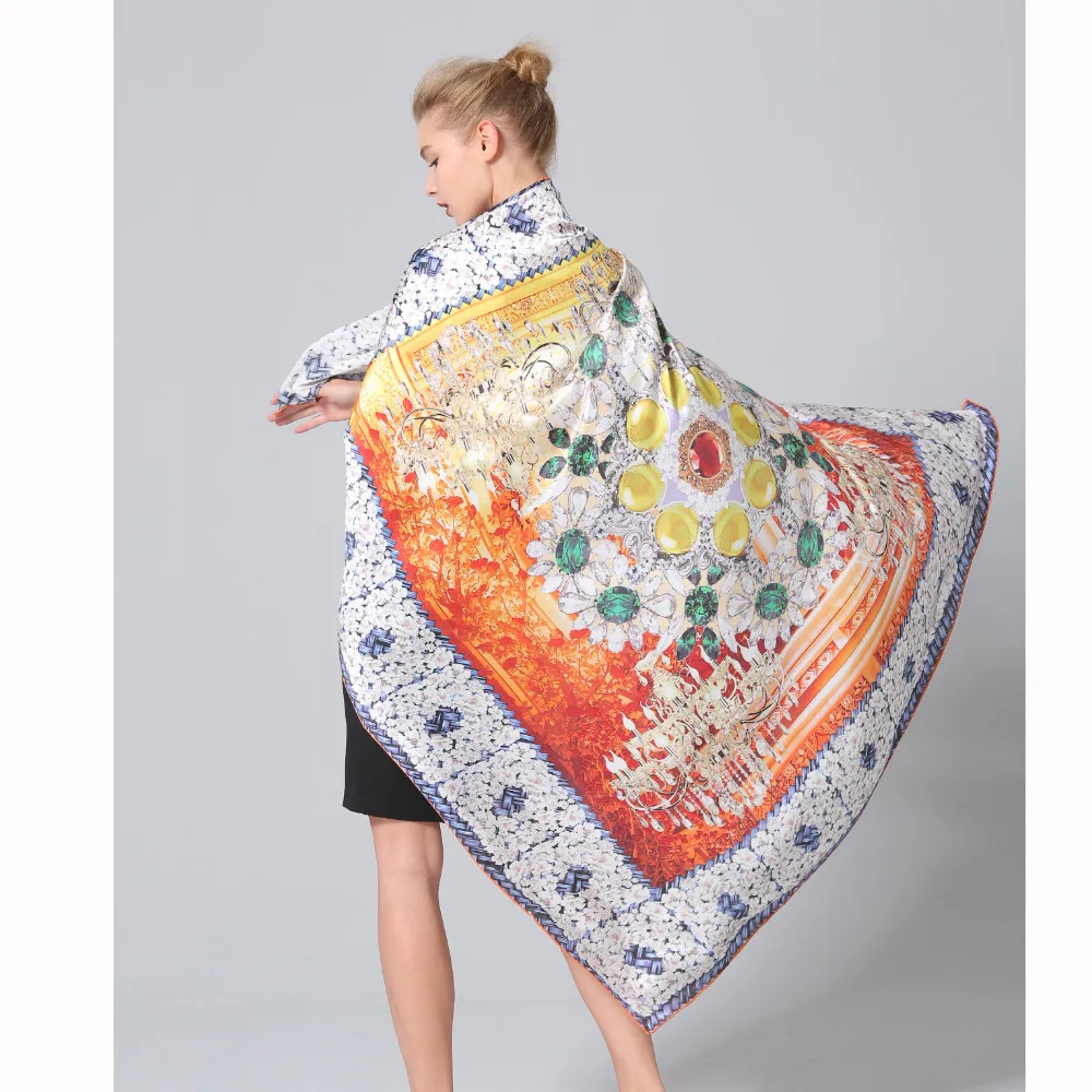 Роскошный брендовый женский 100% шелковый шарф квадратные шарфы Infinity 135*135 см