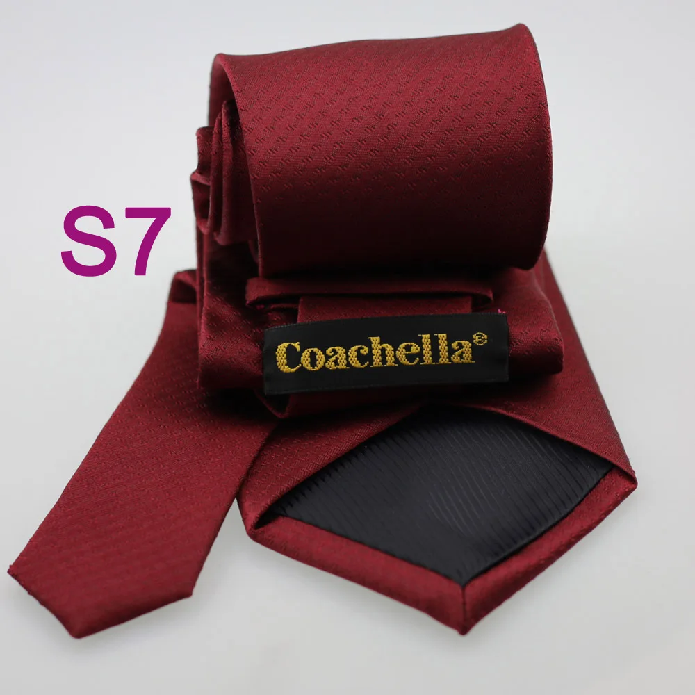 Мужской галстук Coachella из 100% чистого шелка бордовый красный однотонный тканый в