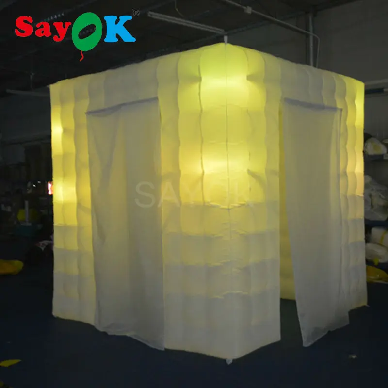 Недорогой цветной квадратный Свадебный светодиодный надувной фотостенд 8 футов