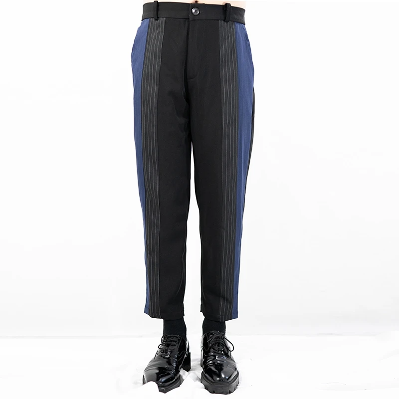 

Original men's three-color collage casual pants minimalism stripe joker slimming pants nine point pants tide. S-6XL!!