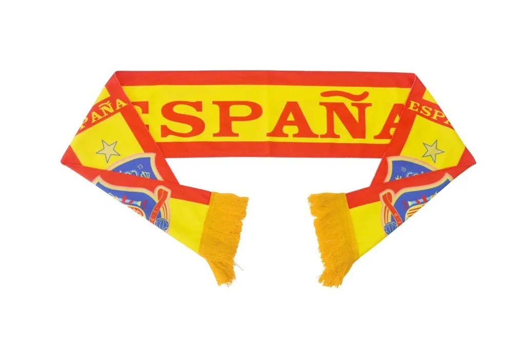 Spain Бельгийский шарф для фанатов футбола, Ливерпуль, Барселона, Мадрид, Челси, Манчестера, Арсенала, шарф для фанатов Кубка мира, Бразилия, шарф на заказ - Цвет: Spain