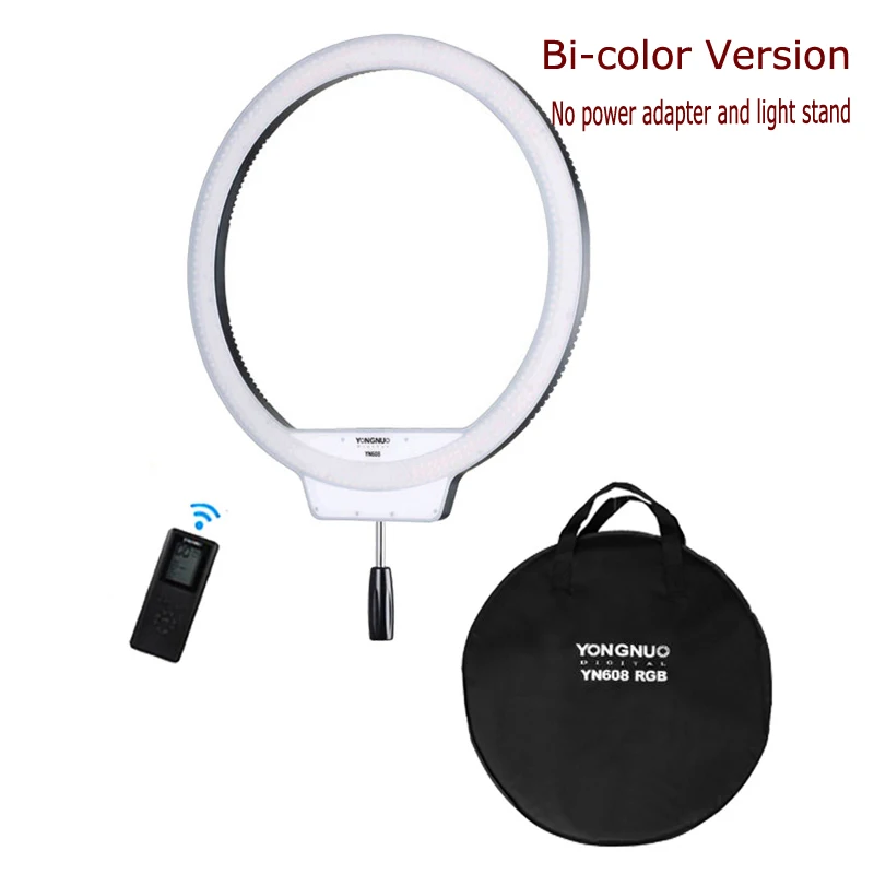 Yongnuo YN608 RGB Полноцветный кольцевой светодиодный свет 5500 K белый/двухцветный 3200-5500 K фотография живая вспышка для селфи освещение съемки - Цвет: Белый