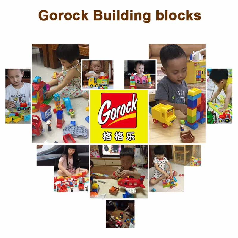 GOROCK Большой размер DIY Happy Farm Zoo с животными набор Duplo блоки кирпичи развивающие