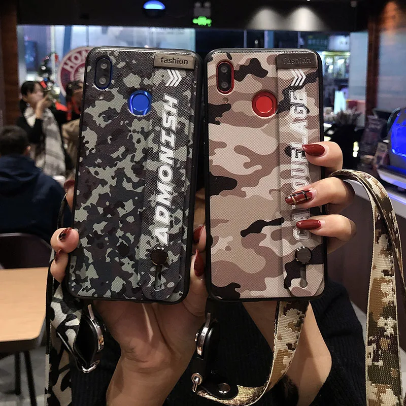 Камуфляж Fundas ремешок-Держатель подставка чехол для телефона huawei P20 P10 плюс Чехол