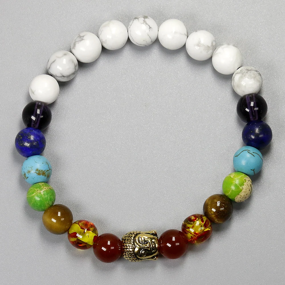 Белые браслеты Howlite Buddha 8 мм натуральный камень для женщин известный бренд