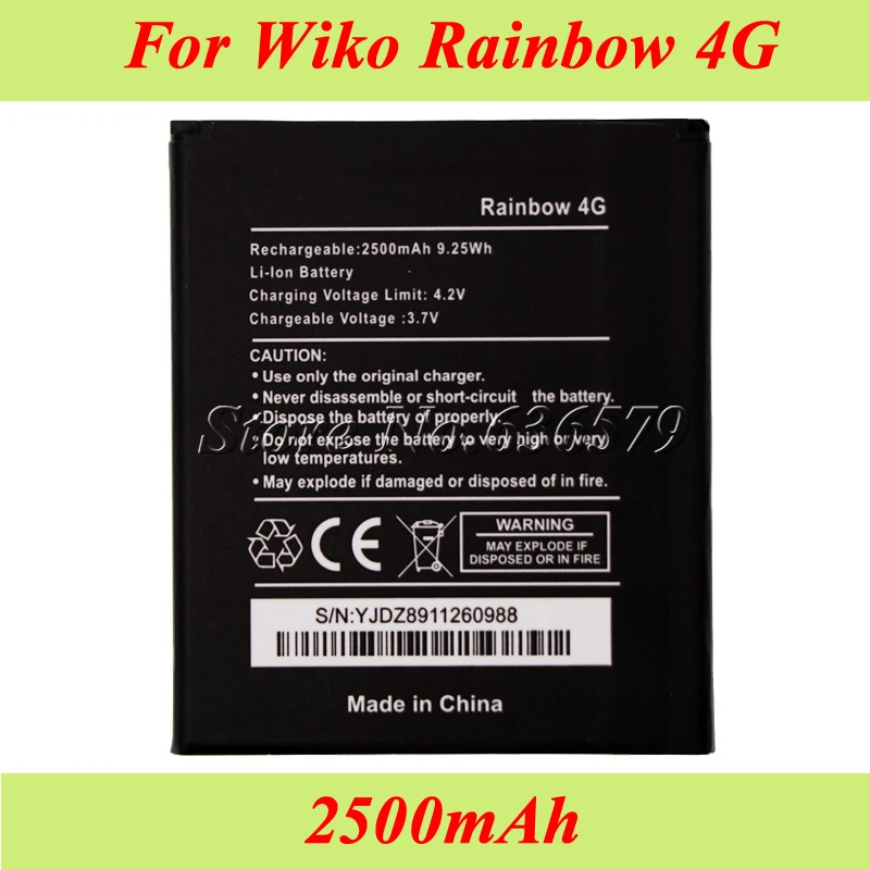 

10PCS/LOT For Wiko Rainbow 4G Battery 2500mAh Batterie Batterij Bateria High Quality