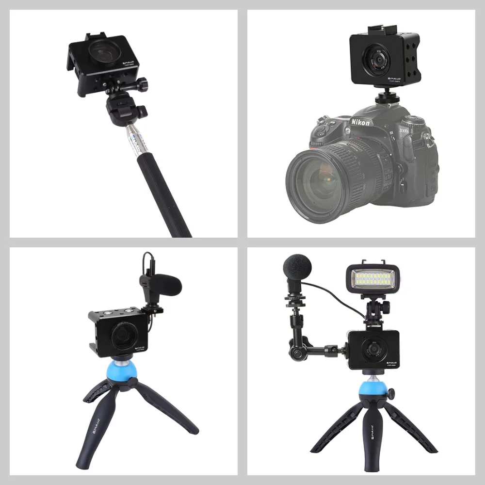 PULUZ Housing Shell CNC Aluminum Alloy Protective Cage &37mm UV Lens&Cold-shoe Base Mount&Screw &Tripod Adapter for Sony RX0 II |