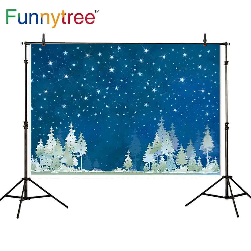 Фон Funnytree для фотостудии Рождественская елка ночное небо звезды детей фотосъемки