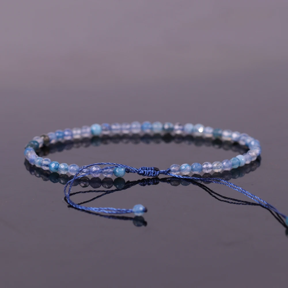 Natural Stone Bracelet Small Blue Pure Crystal Reiki Cleanses Energy Beaded Hand Jewelry Women’s Bracelets Top Quality