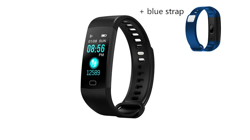 black add blue Смарт-часы для мужчин, фитнес-трекер, измеритель артериального давления, для мужчин, Т-образный пульсометр, трекер активности, водонепроницаемые Смарт-часы для IOS - Цвет: black add blue