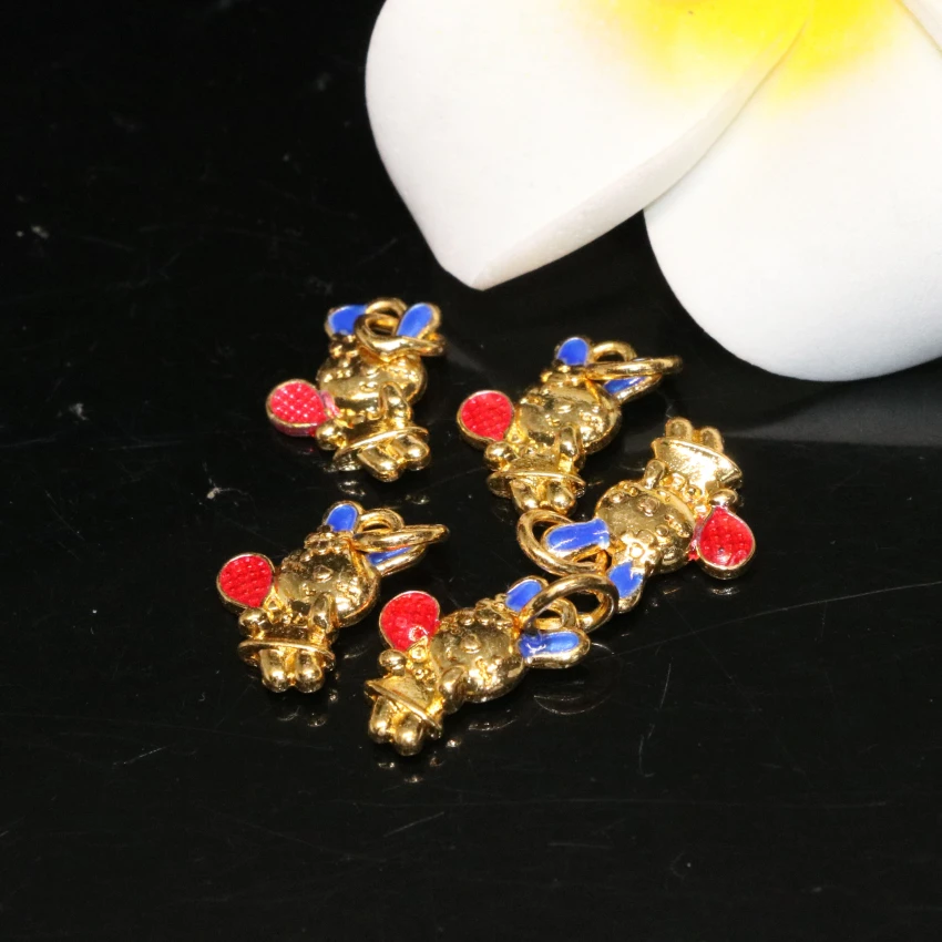 Модные золотистые эмалированные бусины 11*16 мм в форме милого кролика животного 10 шт. разделители ювелирные