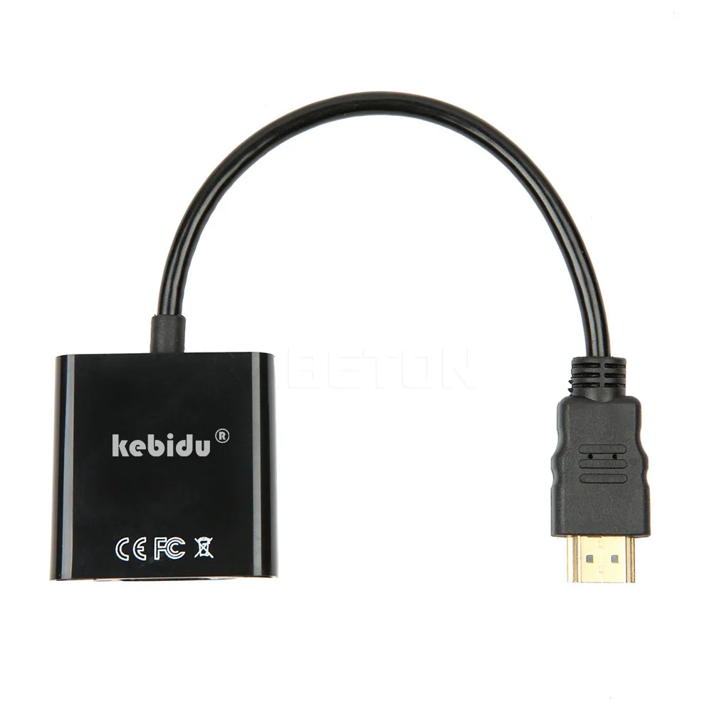 Адаптер-преобразователь Kebidu HDMI-совместимый с VGA 1080P дисплей HDTV аудиокабелем для
