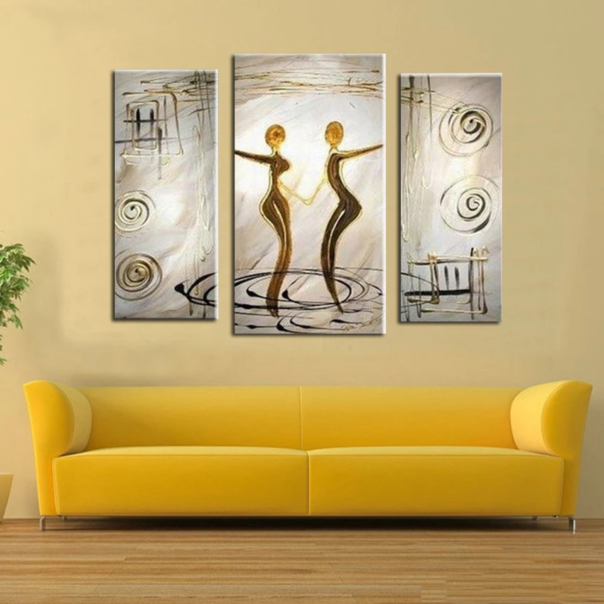 3 шт. ручная роспись картина маслом на холсте современная абстрактная танцовщица