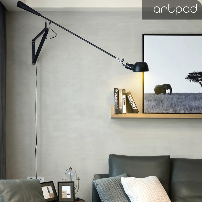 Artpad Ретро американский E27 вращающийся настенный прикроватный светильник для чтения вверх и вниз Регулируемый кронштейн светодиодный светильник с передним зеркалом настенный светильник с вилкой