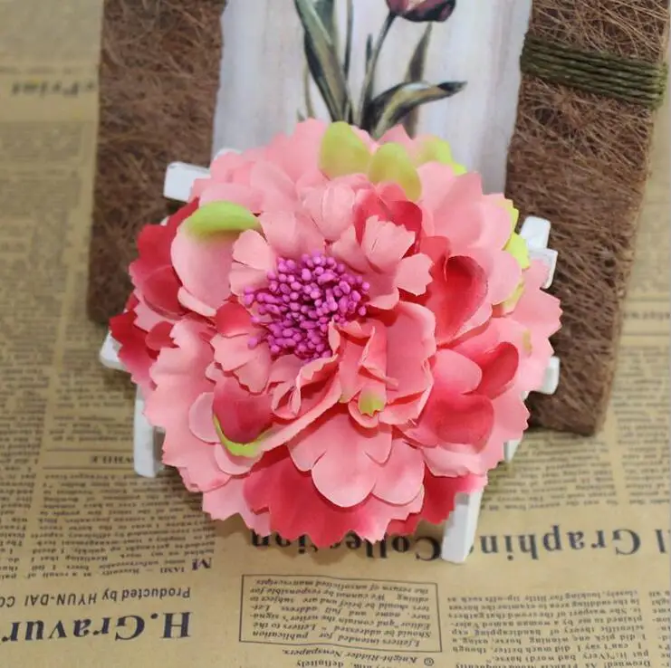 Rose cherry pink Высококачественные шелковые цветы искусственные цветы Пион Свадебные украшения в виде венков DIY Декор поддельные цветы головы - Цвет: Rose cherry pink