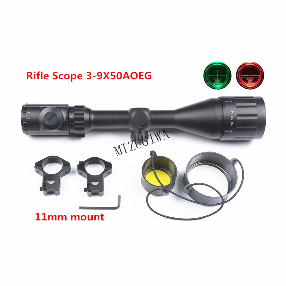 MIZUGIWA прицел 3-9X50 AOEG Красный Зеленый с подсветкой Air винтовка снайперская Оптика 11
