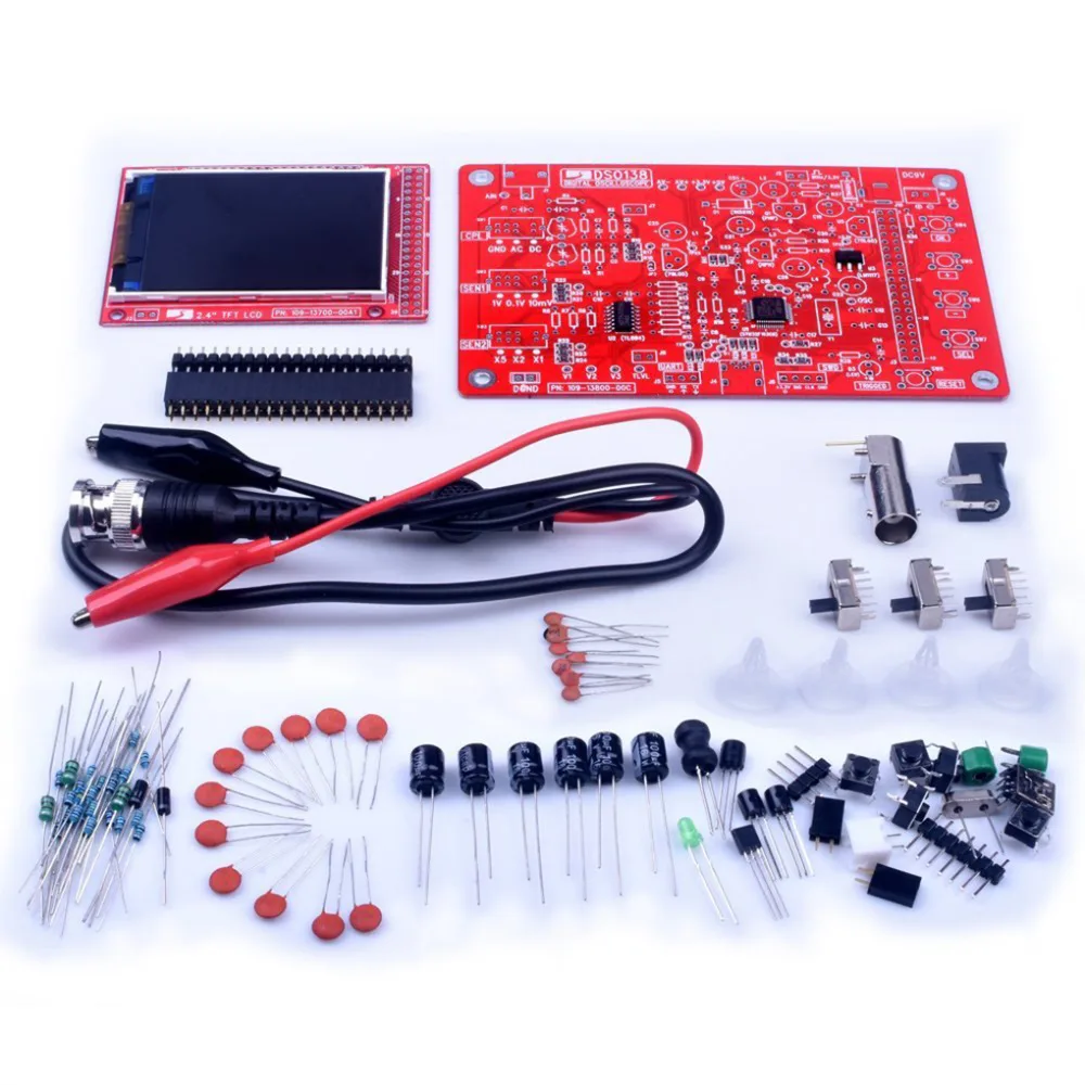 Цифровой осциллограф TFT DSO138 2 4 дюйма комплект с DIY деталями + зонд детали для