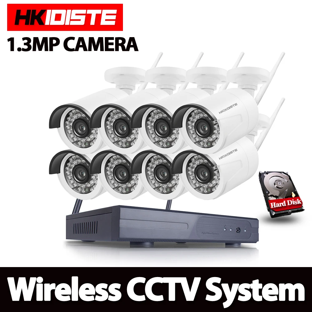 HKIXDISTE Наружная цилиндрическая Водонепроницаемая 8CH Беспроводная ip-камера CCTV